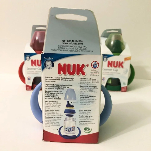 Lot of 3 Nuk Learner Cups Gerber 5 oz Soft Spout Spill  Proof - Picture 4 of 10